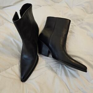 Sam Edelman Black Leather Wedge Ankle Boots Pointed Toe Size 8